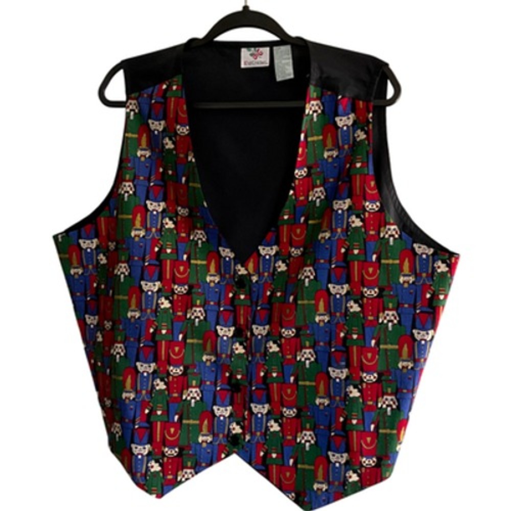 NutCracker Women's Plus 24W Christmas Holiday Vest Nutcracker Print Ugly Party